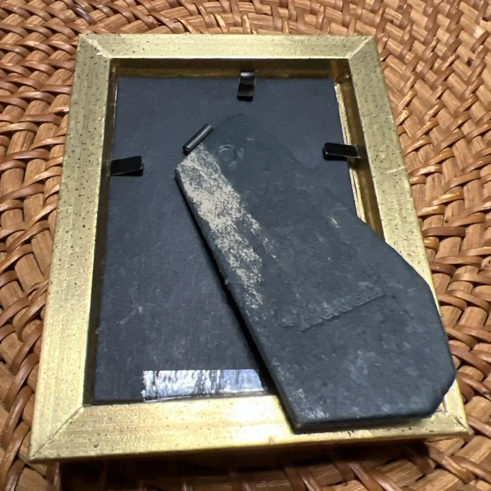 Vintage Gold and Floral Wooden Photo Frame Opening 2x3”